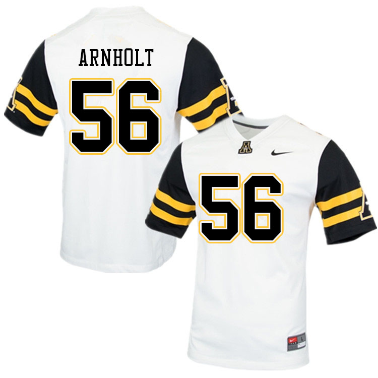 Men #56 Kyle Arnholt Appalachian State Mountaineers College Football Jerseys Sale-White - Click Image to Close